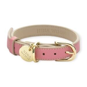Nina Woof | NWT | XS | Pink Vegan Leather Gold Buckle RIO Premium Dog Collar